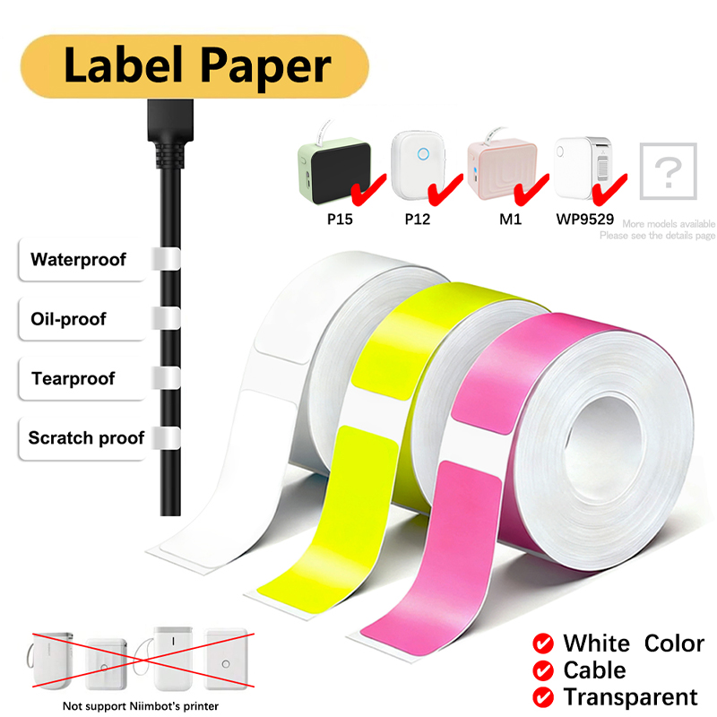 Marklife P15 etiqueta adhesiva térmica cinta de papel para Mini impresora térmica papel autoadhesivo de Color blanco para impresora P12 Q30