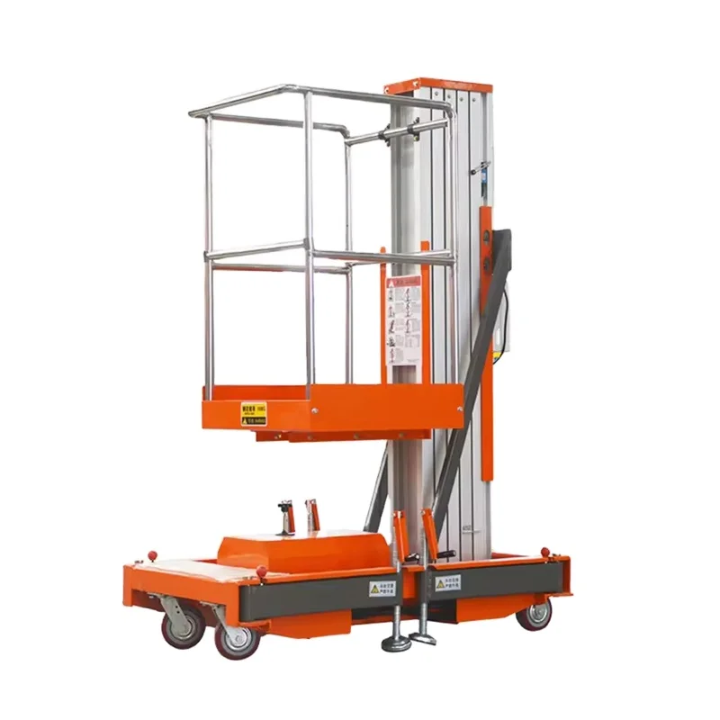 Piccolo ascensore mobile aereo uomo ascensore elettrico arrampicata portatile lavoro piattaforma elevatrice in lega di alluminio a palo singolo