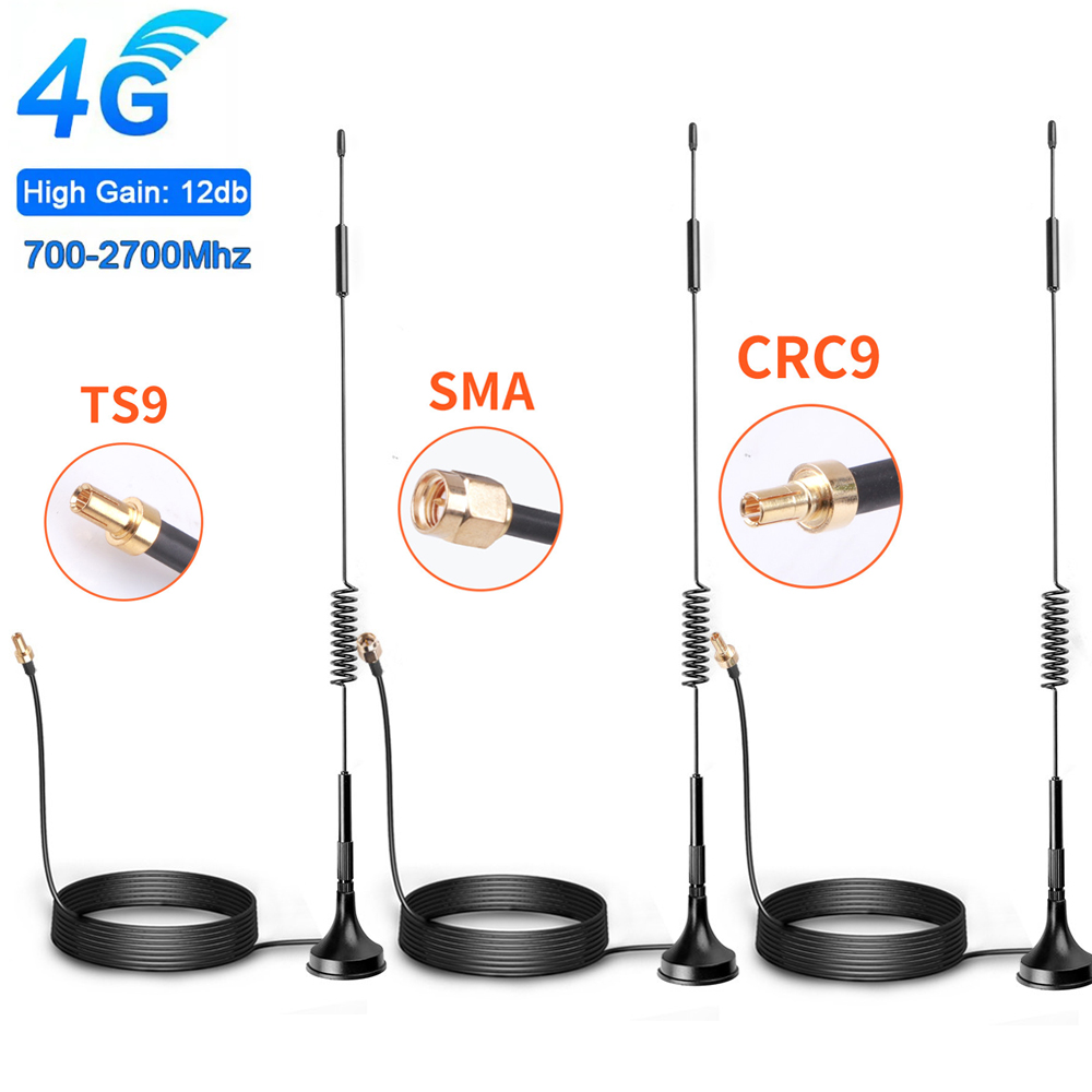 12dBi High Gain 4G เสาอากาศ SMA ตัวเชื่อมต่อชาย 700-2700MHz GSM ภายนอก Router LTE เสาอากาศแม่เหล็กสัญญาณ Booster CABLE Pigtail