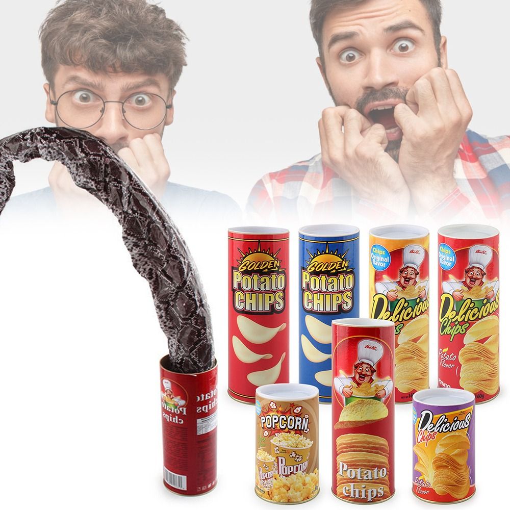 Жуткий картофель фри на Хэллоуин, забавные игрушки, банки для чипсов, змея, волшебные банки для чипсов, змея, фокусы, шутка, страшный картофель, игра, шутки, забавная игрушка