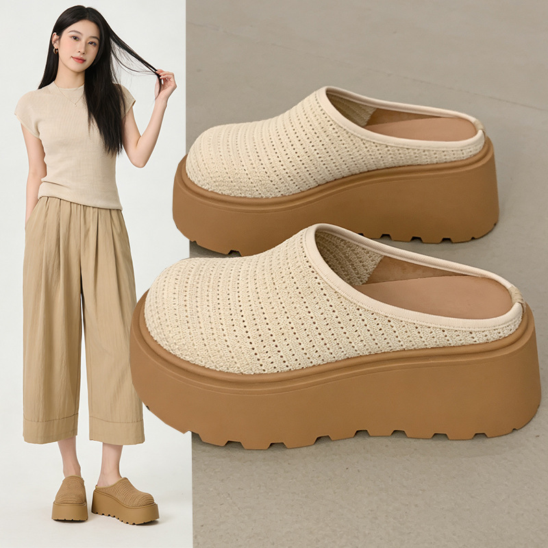 Women Platform Clogs Summer Breathable Mesh Slipers Thick Sole Slip On Shoes Comfortable Casual Outdoor Sandals Non Slip Slides