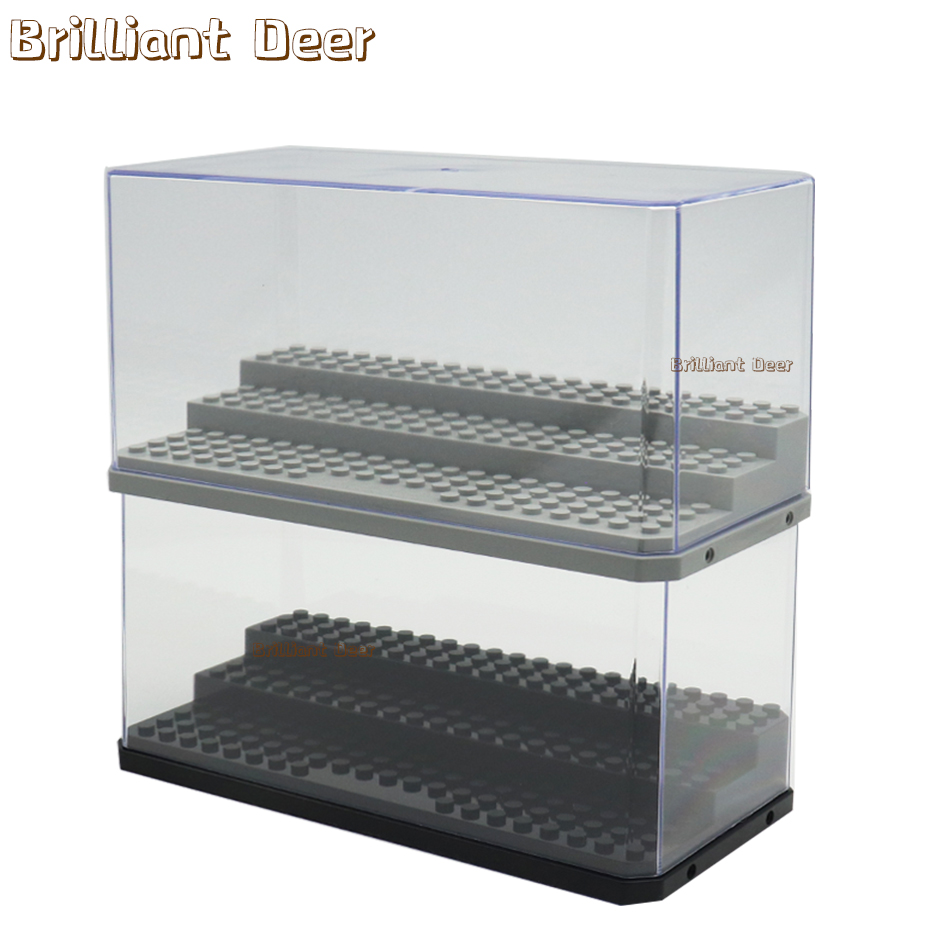 3 Stufen staubdichte Acrylfiguren Stadtauto Modell Sammlung Display Box Baustein Aufbewahrung Plexiglas Vitrine Kinderspielzeug