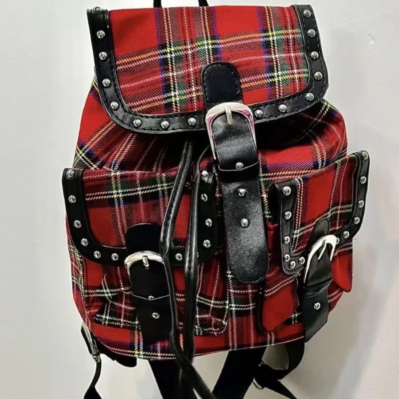 Y2k Vintage Plaid Fashion Plecaki Kobiety Harajuku 2024 Trend Estetyczny Preppy Uniwersytecki Plecak Dziewczyna Duża Pojemność Torba