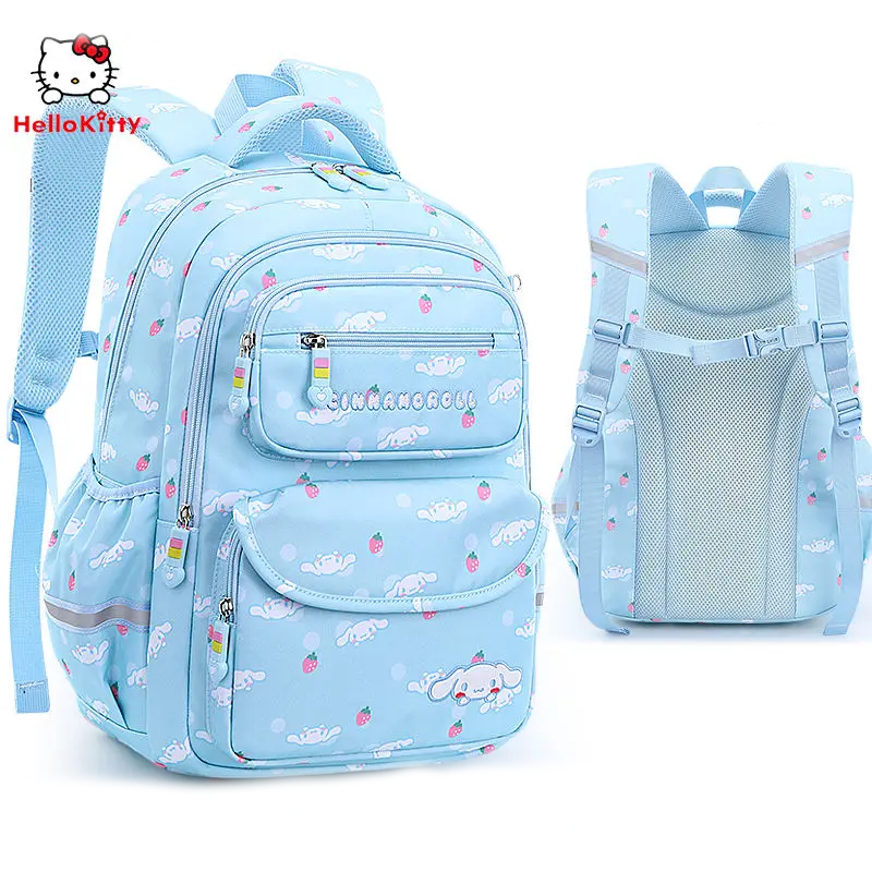 Ransel sekolah anak perempuan Sanrio Cinnamoroll, tas sekolah anak-anak, tas sekolah dasar siswa, pengurang beban perlindungan tulang belakang anak perempuan