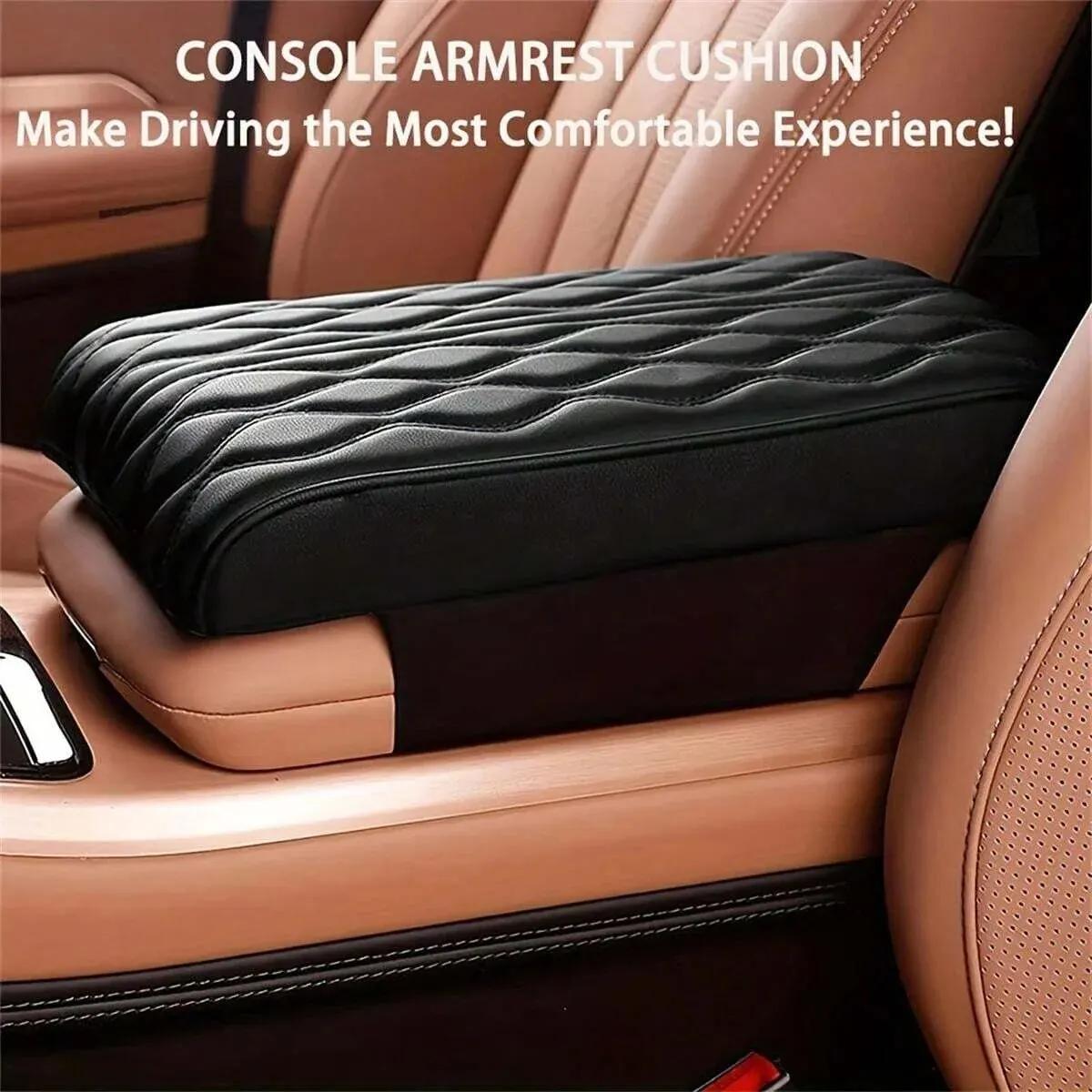 Wave ปักหนัง PU รถ Armrest Mat คอนโซลกลางส่วนที่เหลือแขนเบาะป้องกันอัตโนมัติที่วางแขนกล่องเก็บฝาครอบ Pad