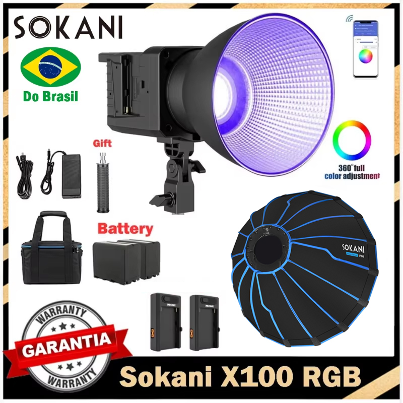 【DO BRASIL】Sokani X100 RGB LED Video Light 100W APP Control w/ Reflector Bag for Photography Video Recording Outdoor Shooting