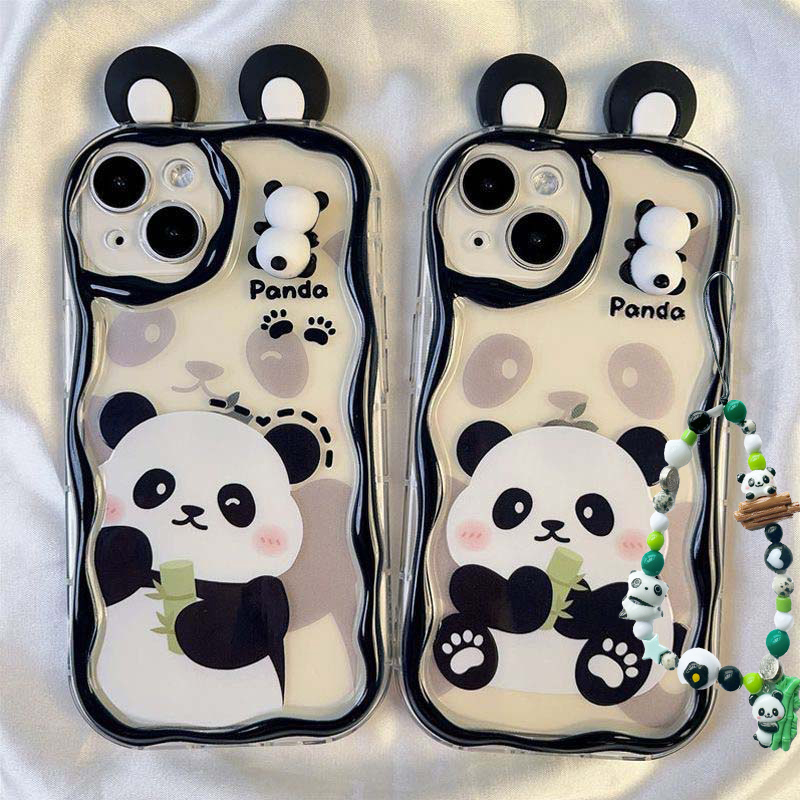 Panda Cartoon Kette Fall für Samsung Galaxy S25 S24 Ultra S22 S21 Plus S20 S23 FE A55 A35 A54 A24 A14 A06 A25 A15 A16 A32 A52