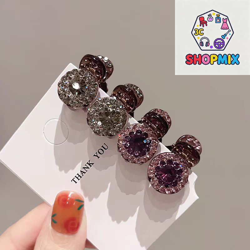 2/4 Stuks Mini Ronde Strass Haar Klauw Retro Zirkoon Vrouwen Meisjes Klauw Clip Kleine Haarspelden Haar Krabben Meisjes haar Accessoires ﻿