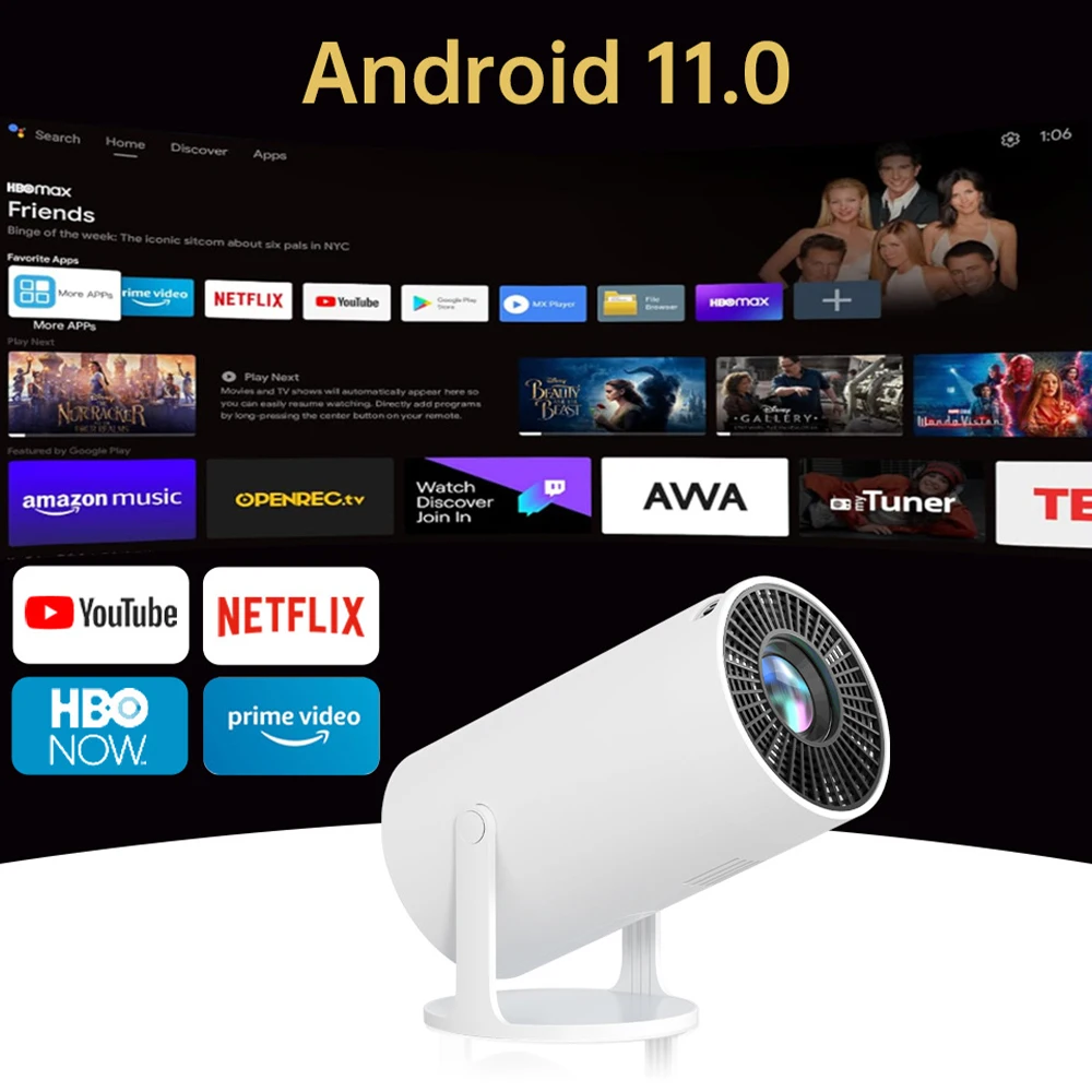 1080P proyektor portabel Mini, untuk Android 11 Dual 200 ANSI Allwinner sinema luar ruangan proyektor rumah Film ponsel