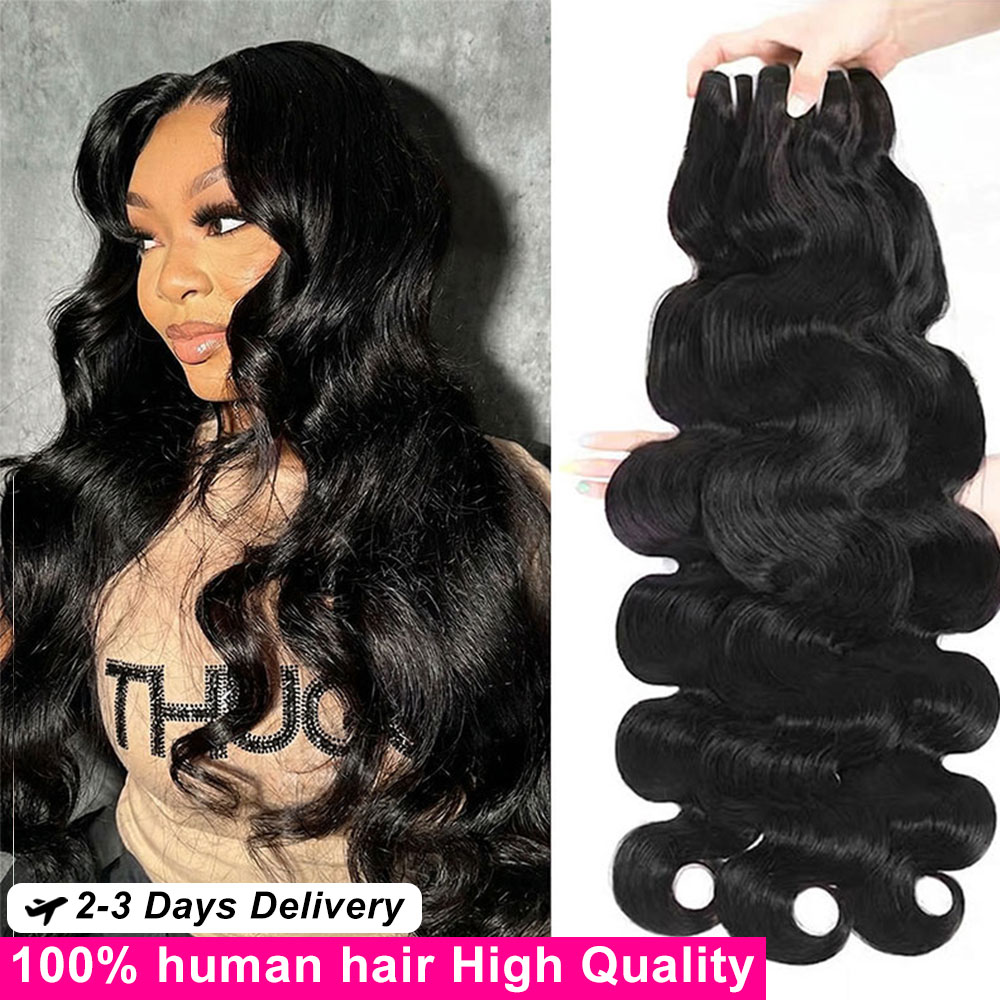 2 3 4 PCS 16A Body Wave Bundles 100% Human Hair Brazilian Natural Black Remy Weave Raw Hair 30 32 Inch Pure Human Hair Bundles Extensions