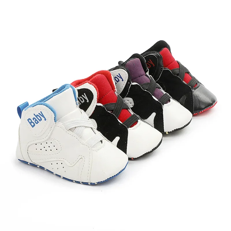 Meckior 2024 novo bebê meninos meninas tênis fundo macio antiderrapante bebê futebol basquete sapatos esportivos primeiro walker berço sapatos