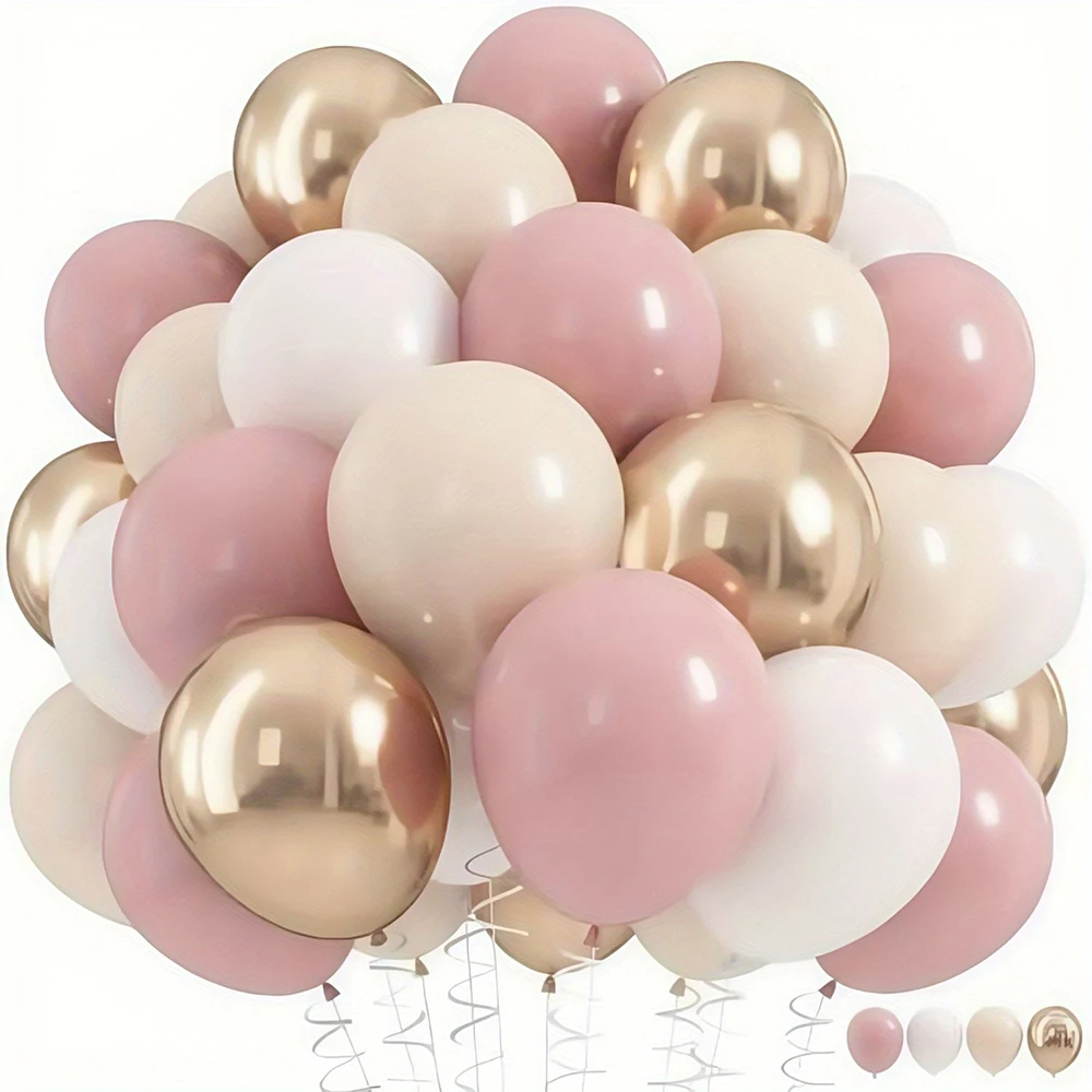 Juego de globos de color rosa macarrón, blanco arena, champán y dorado retro, 32/52/62 piezas, para cumpleaños, fiestas, bodas, San Valentín, aniversarios