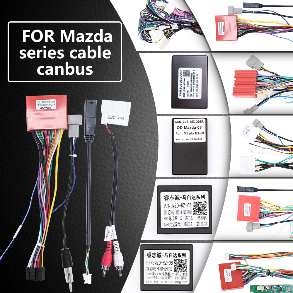 Pour Mazda 2 3 5 6 8 CX-7 CX-3 CX-9 Rx-8 BT50 CX-4 AXELA MX-5 ISAMU PREMACY 323 Autoradio Android DVD Câble 16 broches Faisceau Canbus