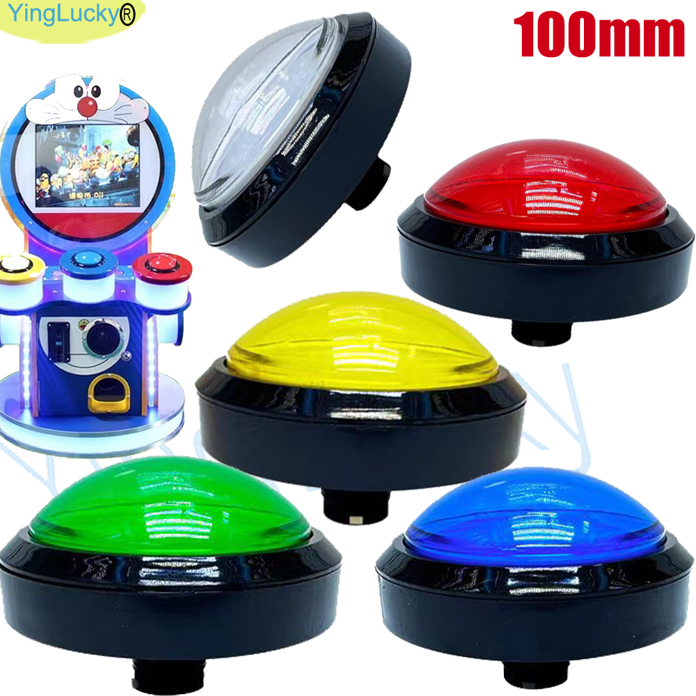 10 Buah Tombol LED Arcade 100Mm Tombol Cembung Bulat Mesin Hiburan Bagian Mesin Koin Tombol Arcade Tautan Grosir