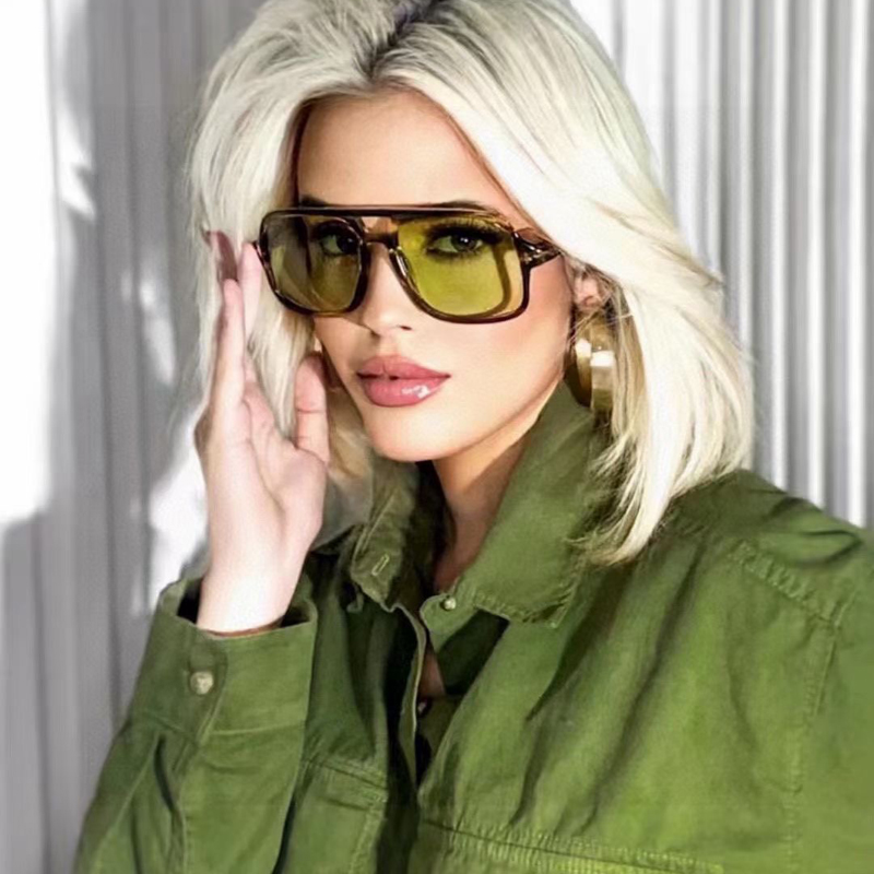 Nova moda piloto óculos de sol feminino ponte dupla oversized óculos de sol oval clássico doce cor design uv400