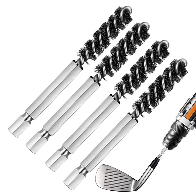 Clubes de golfe cabeça mangel escova elétrica broca fio escova haste hexagonal cabeça ferro golfe removedor ferrugem escova clube de golfe limpeza polonês