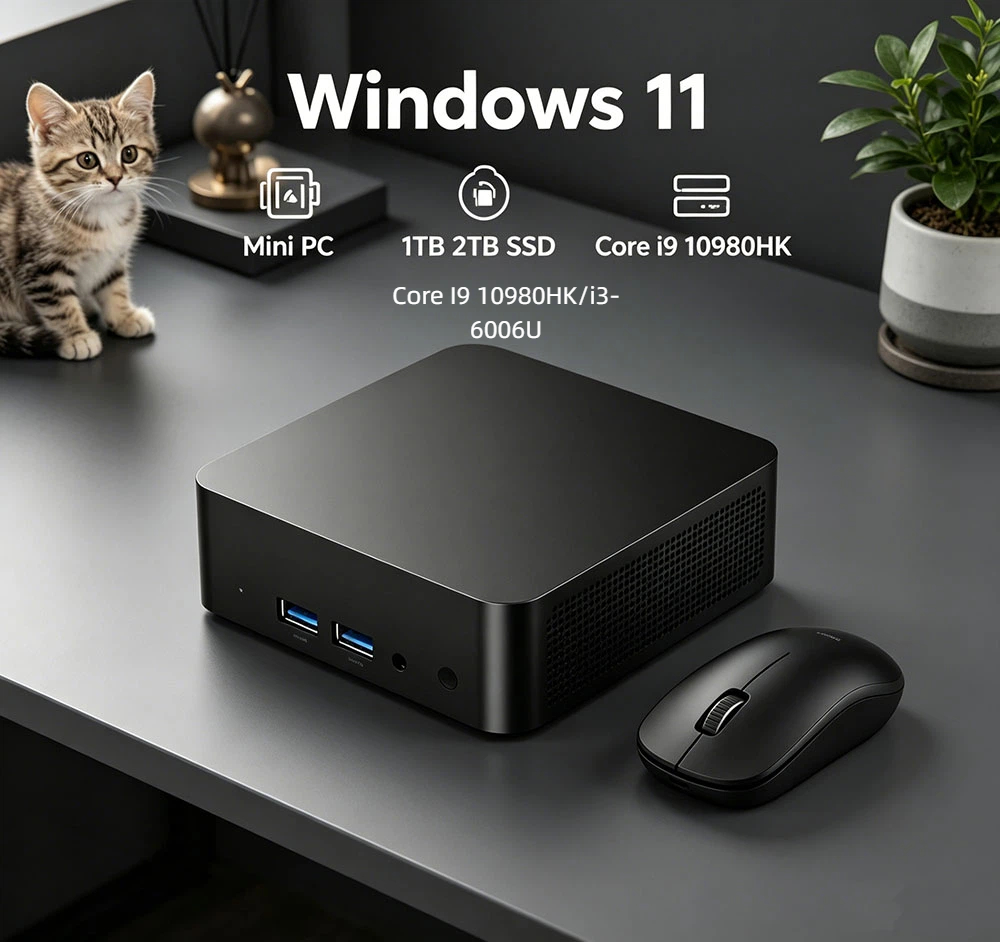 Portable Mini PC Mini PC Windows 11 Pro16GB/2TB M.2 SSD WiFi 6 BT 5.2 Laptop Bag Desktop Computer Core I9 10980HK/i3-6006U