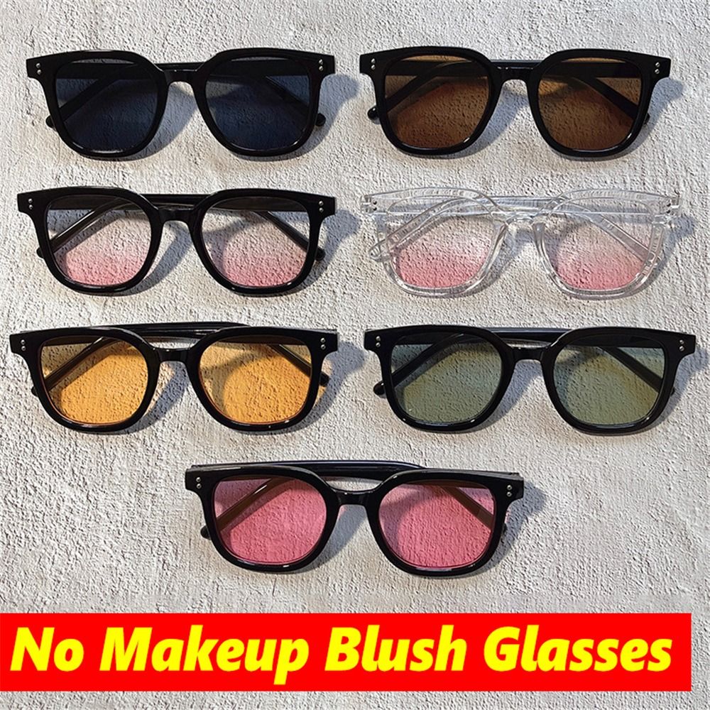 Gradient Blush Sunglasses Unisex Fashion Square Sunglasses Casual Anti-Glare Shades for Driving, Fishing, and Travel