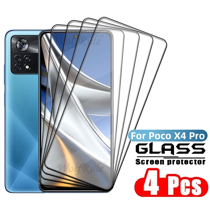 4PCS Full Cover Glass For Poco X4 Pro Glass Xiaomi Poco X4 Pro 5G Tempered Glass Full Glue HD 9H Screen Protector Poco X4 Pro 5G