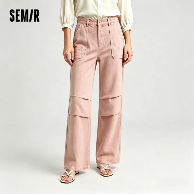 Pantalones de mezclilla Semir para mujer, con cordón, estilo fresco, holgados, estilo americano, de pierna ancha, moda de verano 2026