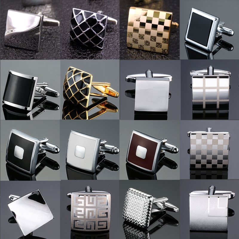 Manchetknopen voor mannen Luxe zilveren manchetten Retro metalen manchetknopen Heren Franse vierkante knopoverhemden Zakelijke sieraden Cadeau voor bruiloft