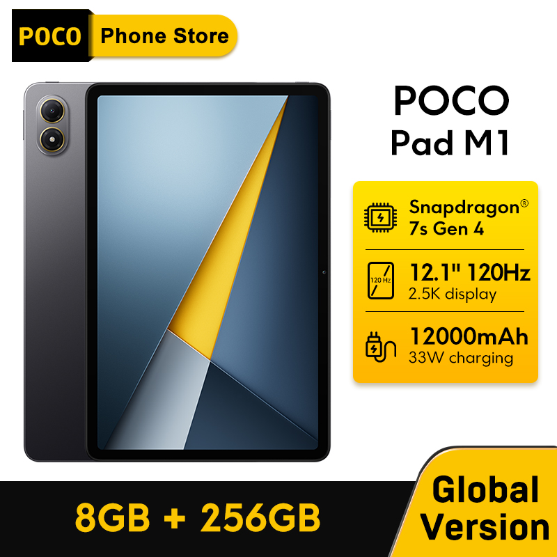 POCO Pad M1 グローバル版タブレット Snapdragon 7s Gen 4 8MPカメラ 120Hz 12.1インチ 2.5Kクリスタルクリアディスプレイ 33W急速充電