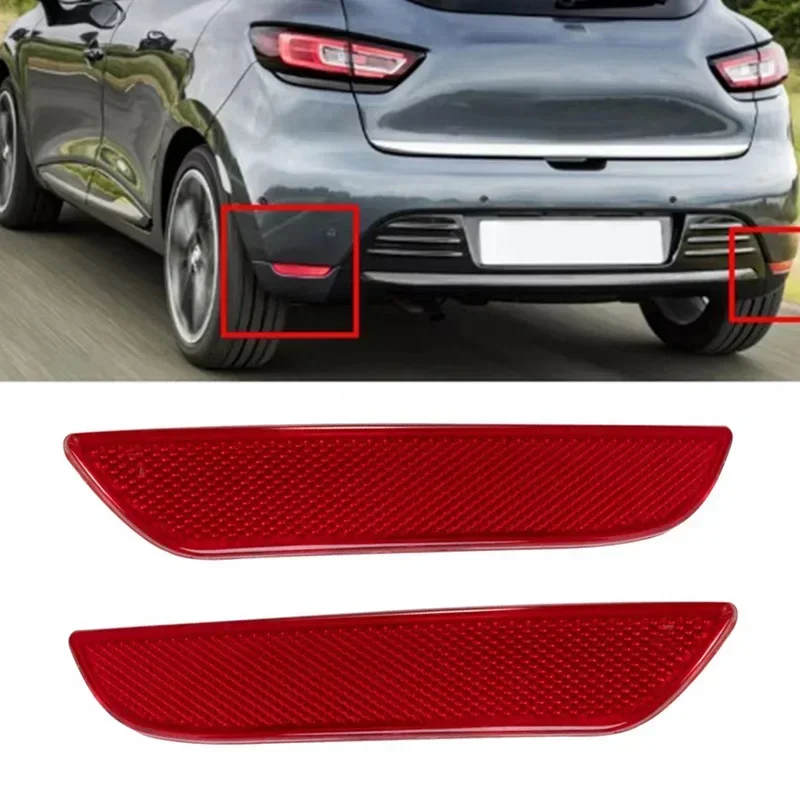 Reflector de parachoques trasero para coche, tiras reflectantes automáticas para Renault Clio MK4 09 Tce 12 16v 2012 2013 2014-2021, 265659650R 265605789R