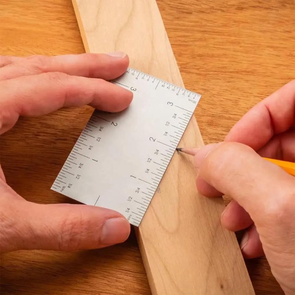 2pcs Portable Practical Multifunctional Mini L-Square Durable Pocket Rule & Edge Marking Tool Ideal Woodworker Gift