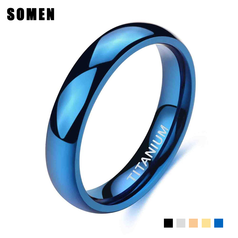 Somen 4mm bleu hommes alliance titane anneaux de fiançailles pour les femmes ne se décolore jamais haute poli anneaux pour la fête livraison directe