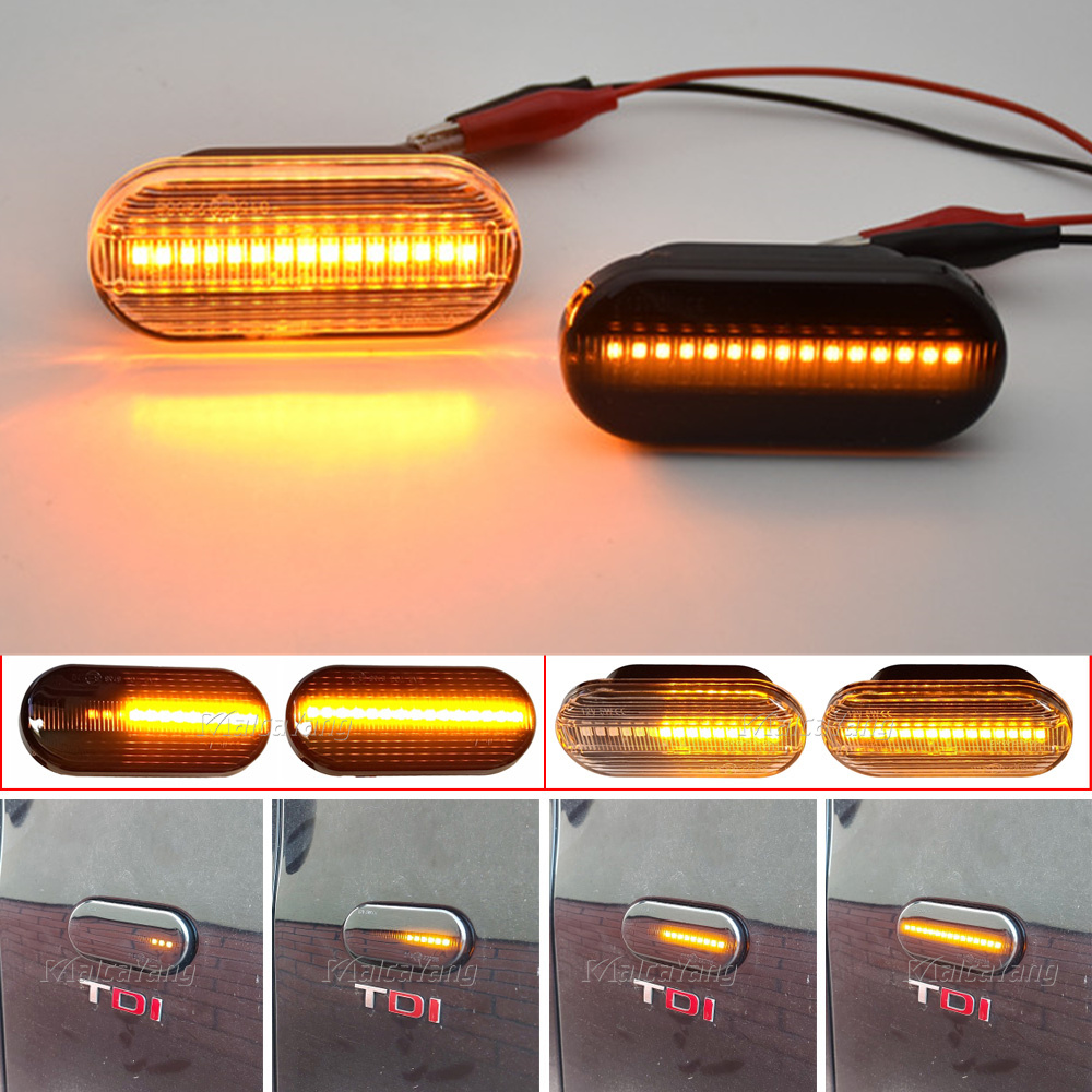 2 unidades de luces Led dinámicas de posición lateral para VW Volkswagen Bora Golf 3/4 Passat 3B Polo 6N Sharan Vento T5 SEAT Ibiza