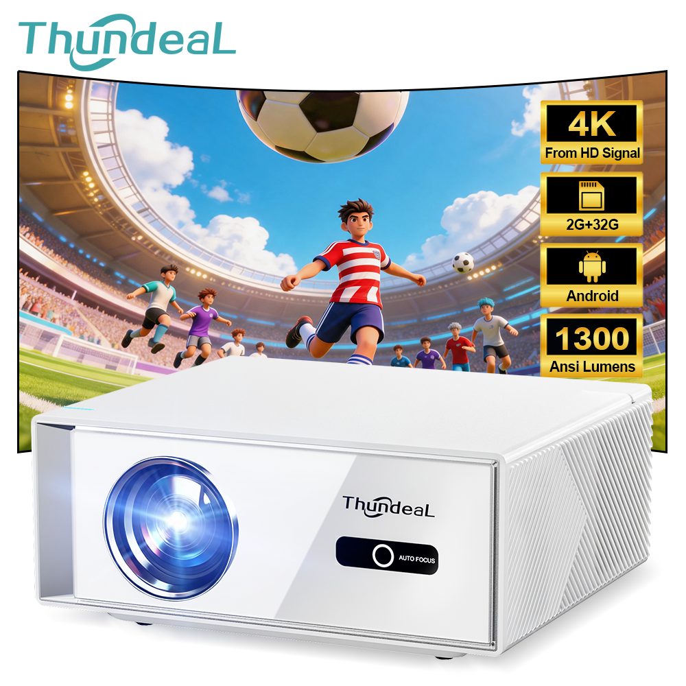 ThundeaL TD95W Androidプロジェクター フルHD 1080P WiFi 2K 4K ホームシアター ポータブルスマートTV ビデオ映画会議用 LED TD95 プロジェクター
