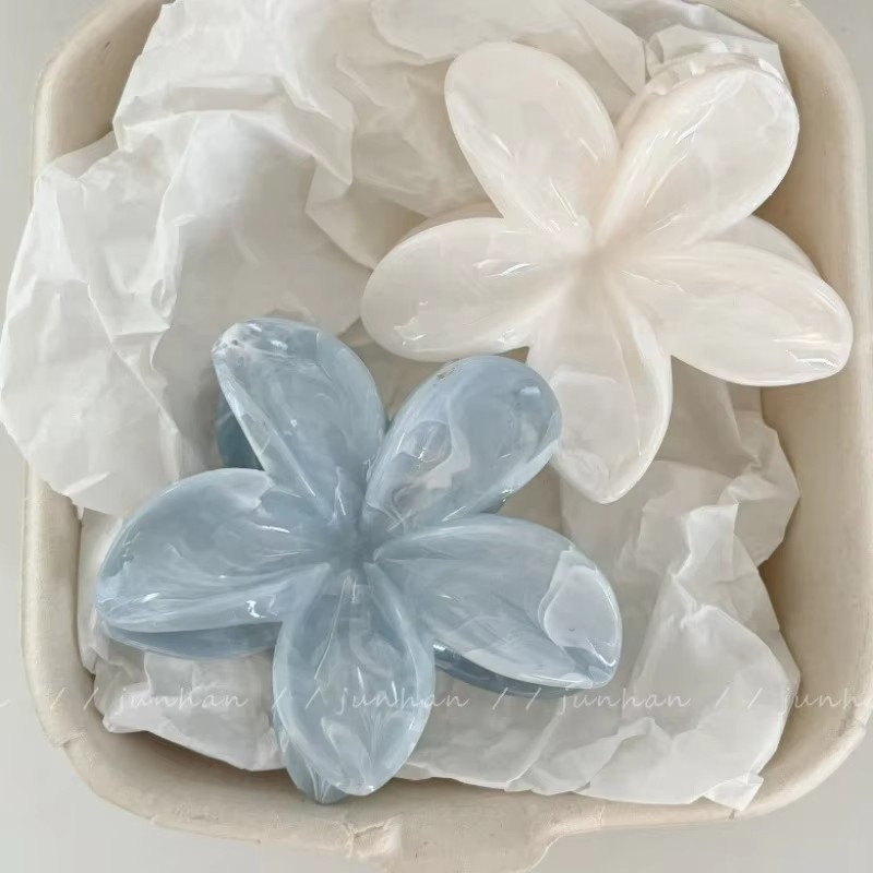 Tirande flor sem corte aperto fresco e doce flor de ovo parte de trás da cabeça disco cabelo tubarão clipe ornamento de cabelo