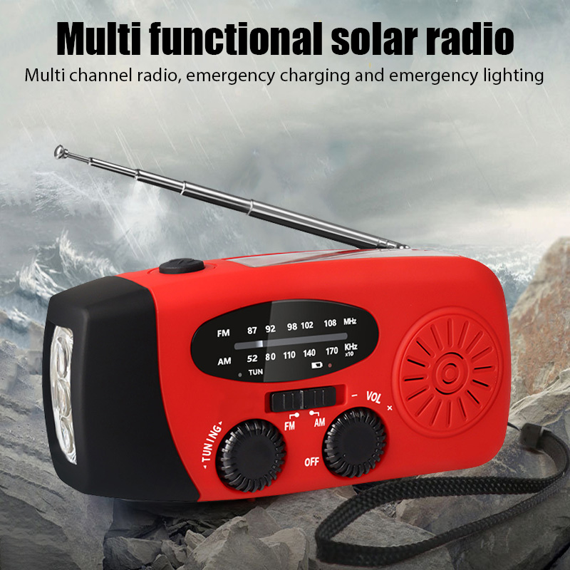 Multifunktionale tragbare Handkurbel Stromerzeugung Notfallradio Solar-LED-Taschenlampe Rampenprävention FM NOAA Power Bank