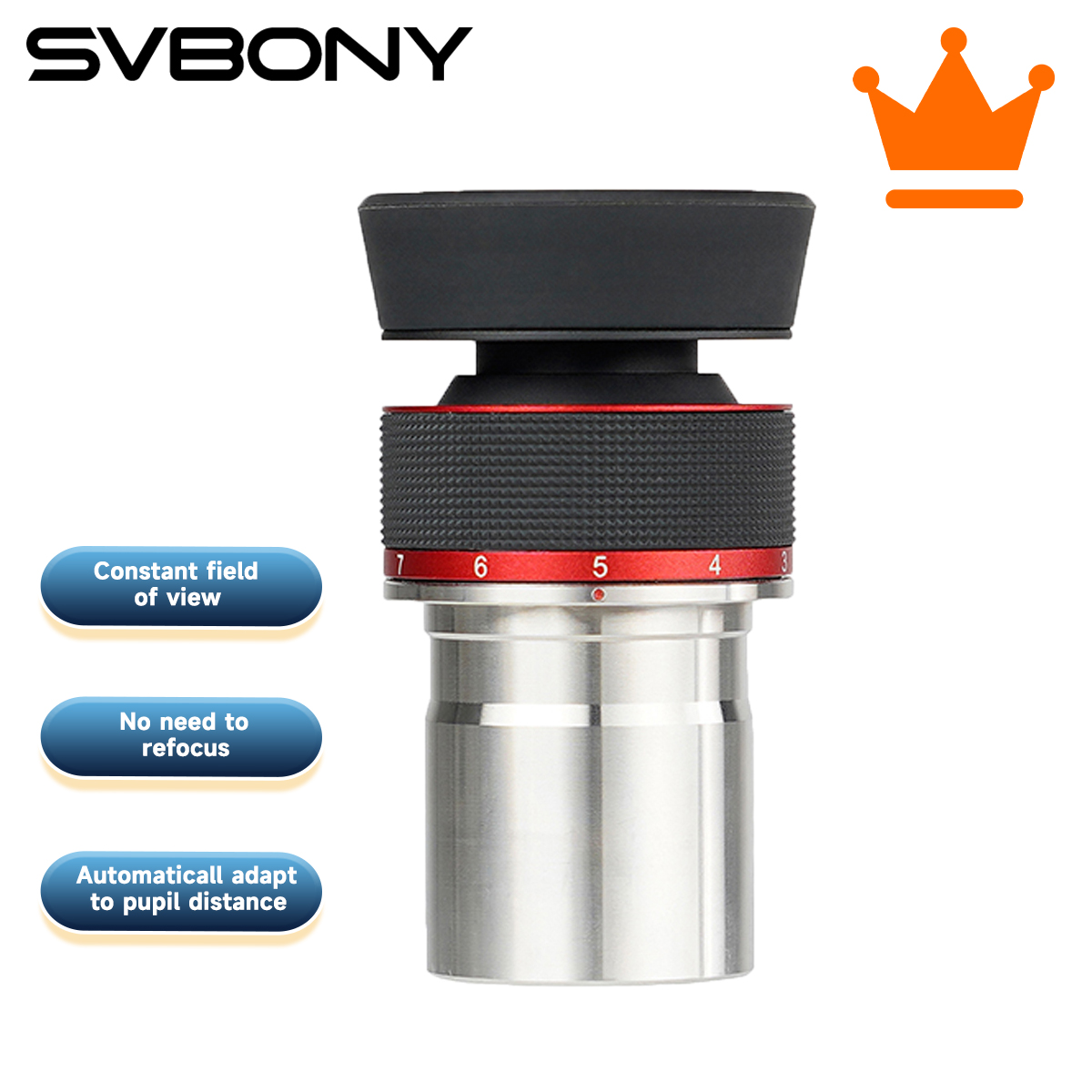 Lensa Mata Zoom Svbony SV215, 1.25 Inci 3-8Mm, dengan Desain Parfokal, Aksesori Teleskop untuk Pengamatan Bulan dan Planet Berkekuatan Tinggi