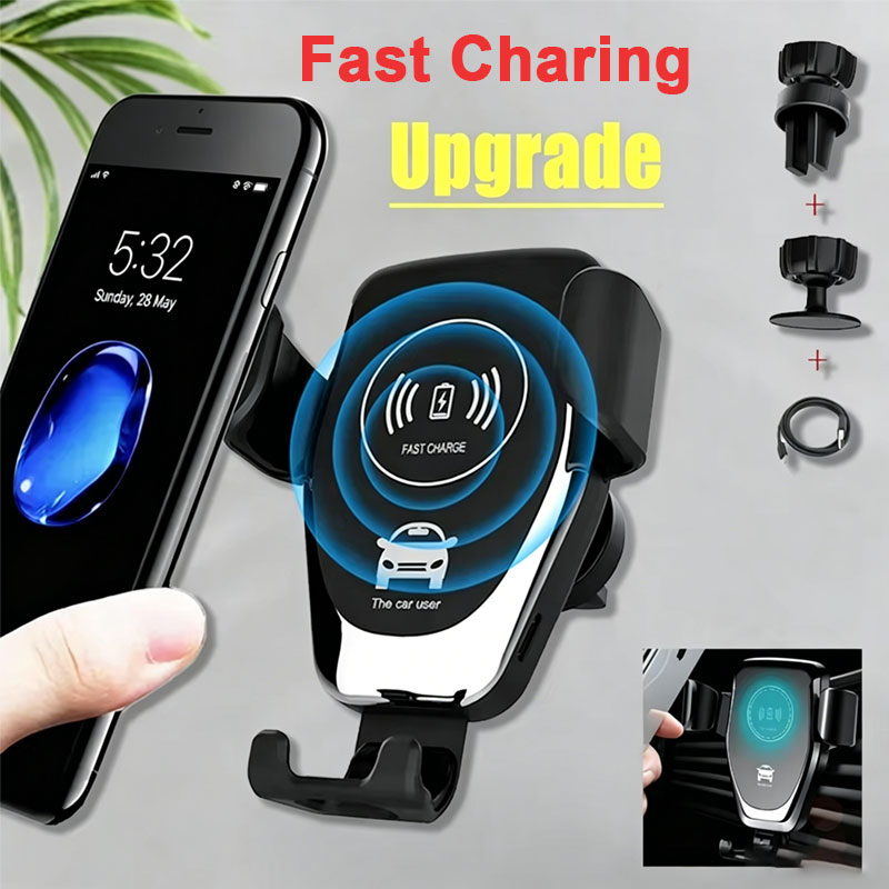 Bezprzewodowa ładowarka samochodowa z uchwytem na telefon do iPhone 16 15 14 13 12 11 Pro XS Max XR Samsung Xiaomi, szybkie bezprzewodowe ładowanie samochodowe