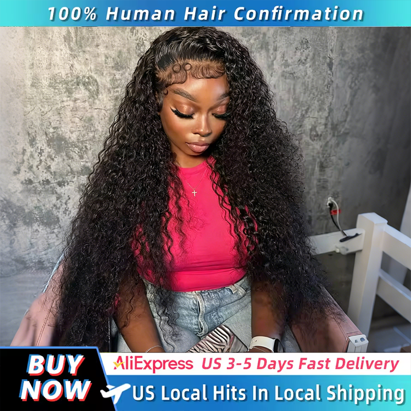 Perucas de Cabelo Humano Cacheado com Renda Frontal de 40-42 Polegadas para Mulheres Negras, Pré-Alongadas, Transparentes, Peruca Frontal de Onda Profunda 13x4, Peruca de Renda HD 13x6