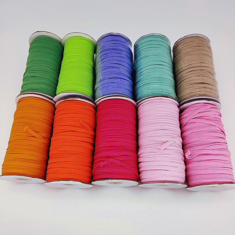 100Yards Zachte Elastische Band Platte Kleur Spandex Opknoping Oor Touw Kleding Thuis Textiel Naaien Leveringen Diy Handgemaakte Accessories6mm