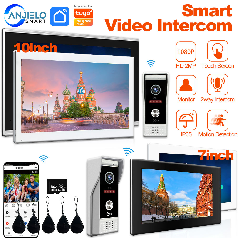 1080P 7-дюймовый 10 Wi-Fi видеодомофон Tuya умный дом беспроводной домофон RFID система контроля доступа для виллы квартиры