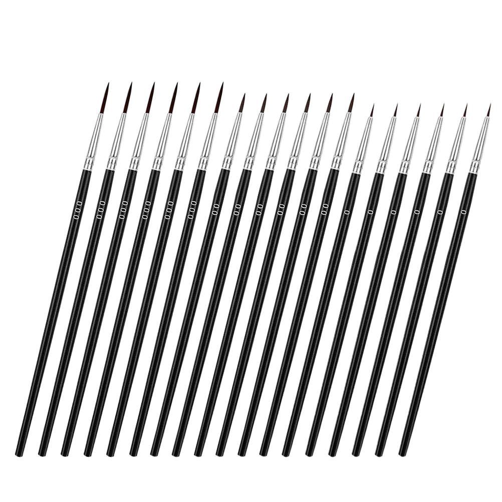 30 Pcs Hook Pen Thin Paint Brush Detail Set Miniature Brushes Number Small Wood Nylon Painting Set for Acrylic, Watercolor, Oil