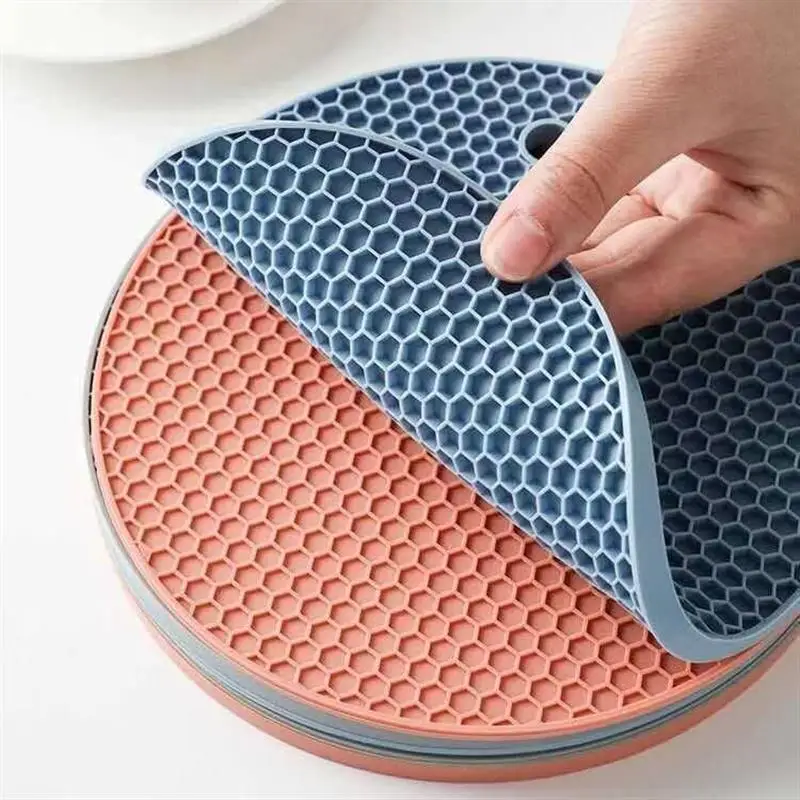 Tapete de mesa, herramienta multifuncional, tapete de vajilla de silicona para cocina, posavasos redondo antideslizante y resistente al calor, soporte para ollas