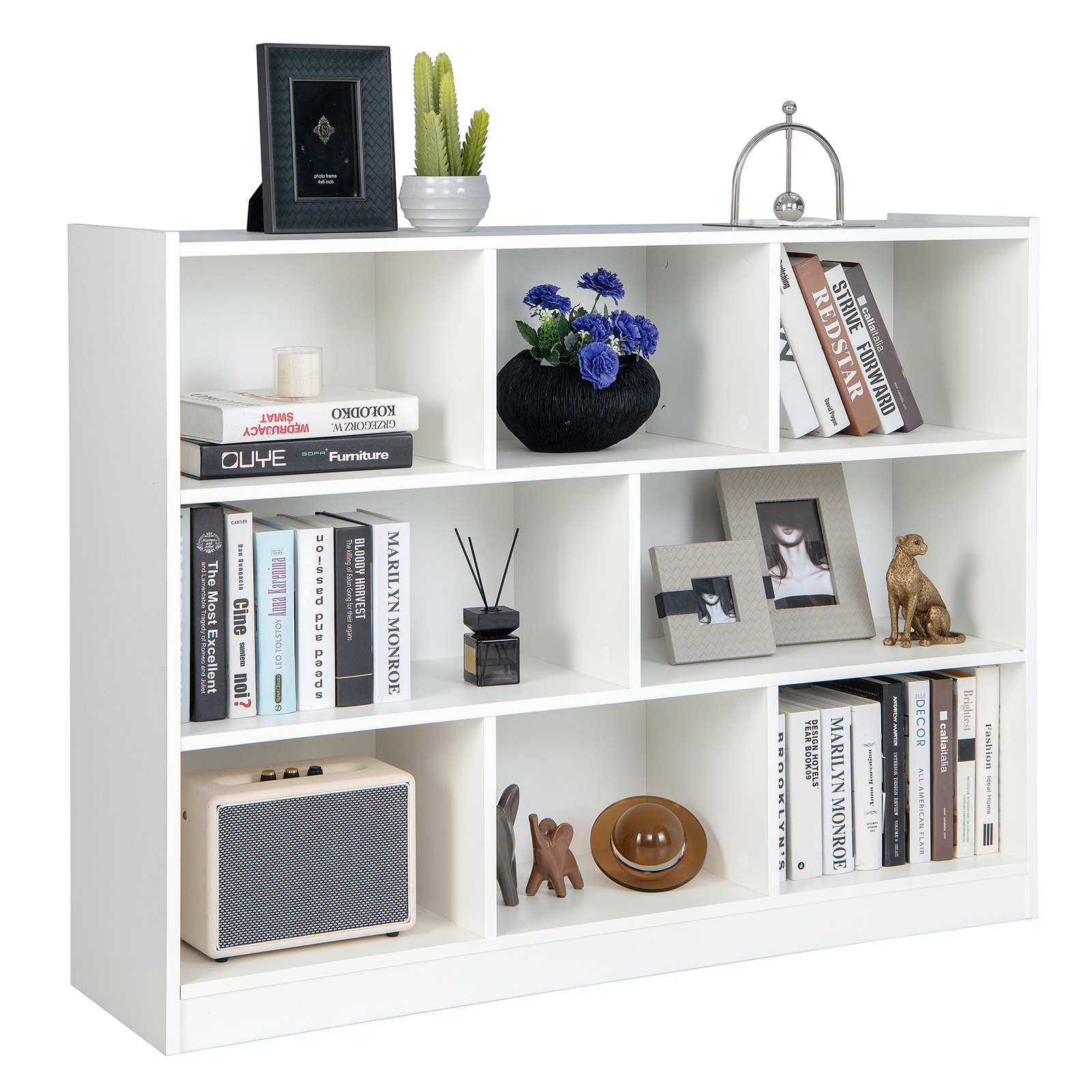 Libreria autoportante a 8 cubi libreria in legno a 3 livelli con cubi aperti