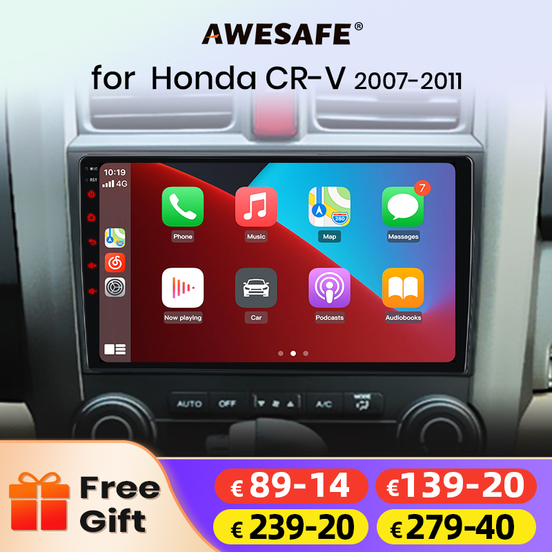 AWESAFE Draadloze CarPlay Android Auto Autoradio Stereo voor Honda CR-V 2007 2008 2009 2010 2011 Auto Intelligente Systemen BT FM RDS Plug & Play SWC Verzending vanuit UK naar Nederland