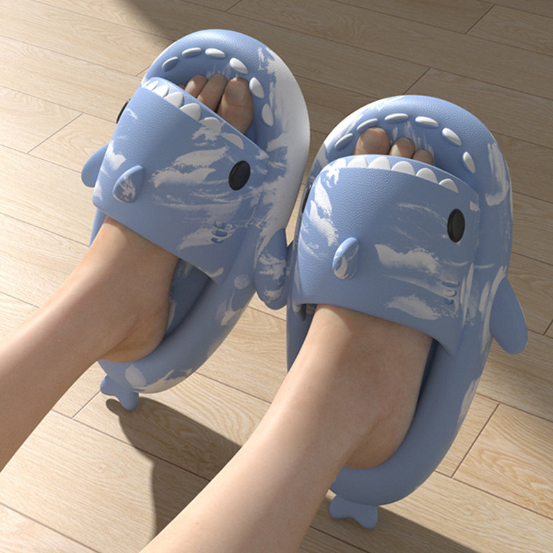 Litfun-Zapatillas de tiburón para hombre y mujer, sandalias antideslizantes de playa a la moda de verano, chanclas de tiburón con plataforma para el hogar, chanclas de suela gruesa