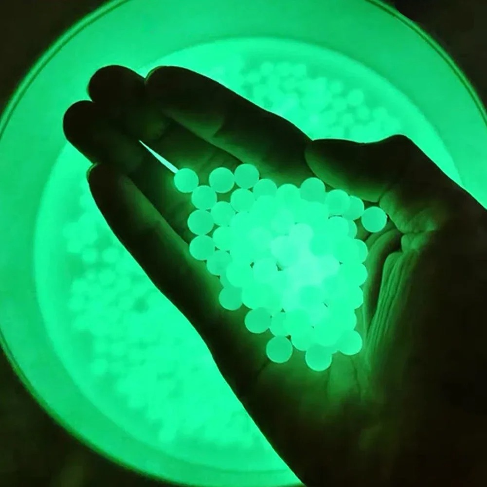 Cuentas fluorescentes de agua que brillan en la oscuridad, agua de recarga de bala de bola de Gel, accesorios de disparo de Airsoft, BB luminoso, bricolaje, 10K, 7-8mm