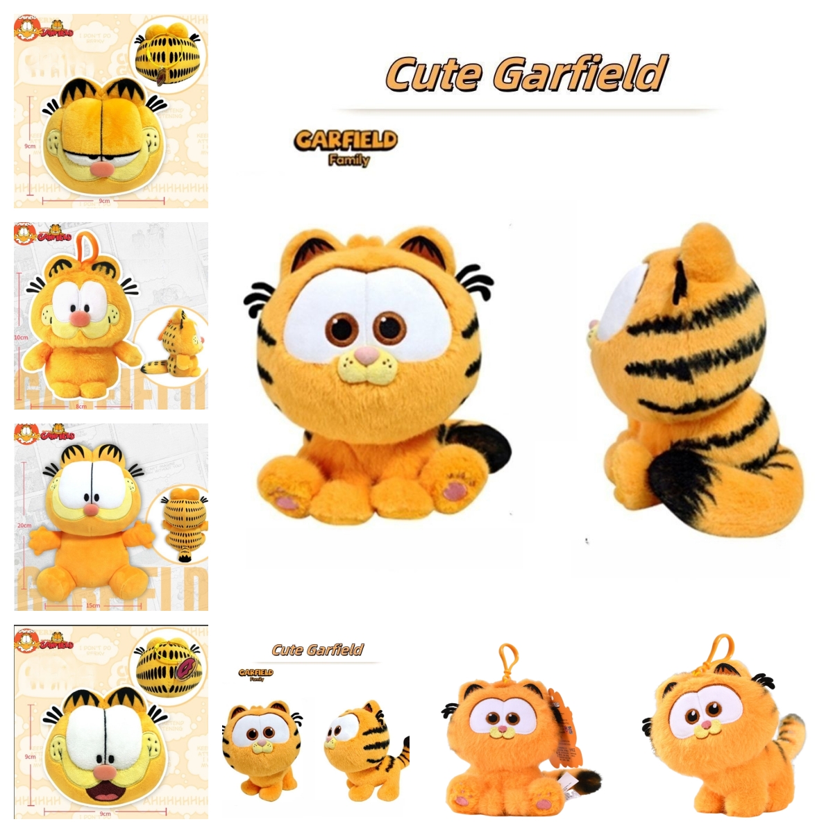 8-стиль GARFIELD, оригинальная милая плюшевая игрушка, мягкая кукла с котом, мультяшный плюшевый брелок, подвеска для мальчиков и девочек, подарок на день рождения