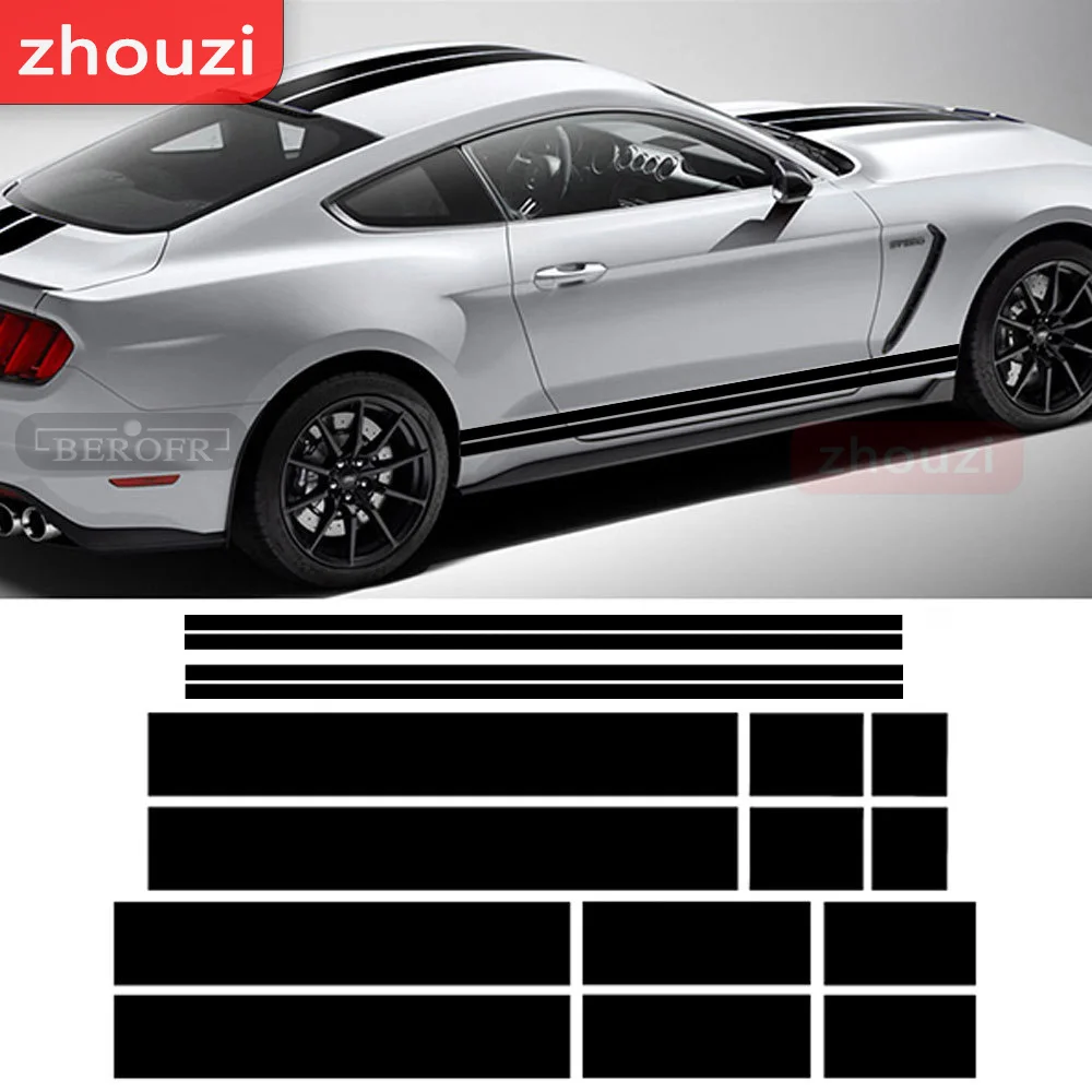 Voor Ford Mustang 2000 Presenteerde GT Shelby 500 Auto Kap Dak Kofferbak Vinyl Decals Side Streep Rok Sticker Sport accessoires 1 Set