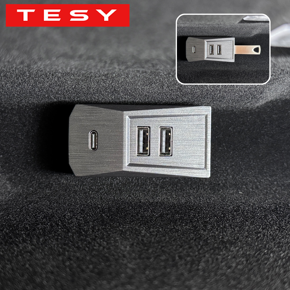 Hub USB TESY pour boîte à gants Tesla Model YL Y Juniper Launch Model 3 Highland, station d'accueil avec port Type-C et répartiteur numérique