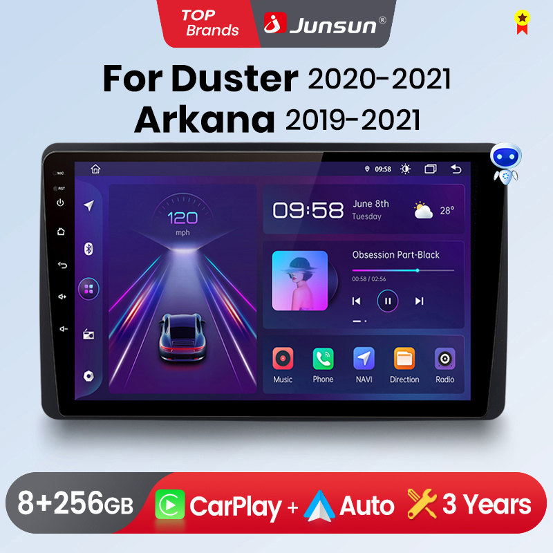 Junun CarPlay Android Radio samochodowe dla Renault Duster Dacia HM 2 2020 Arkana GPS Intelligent Systems Multimedia
