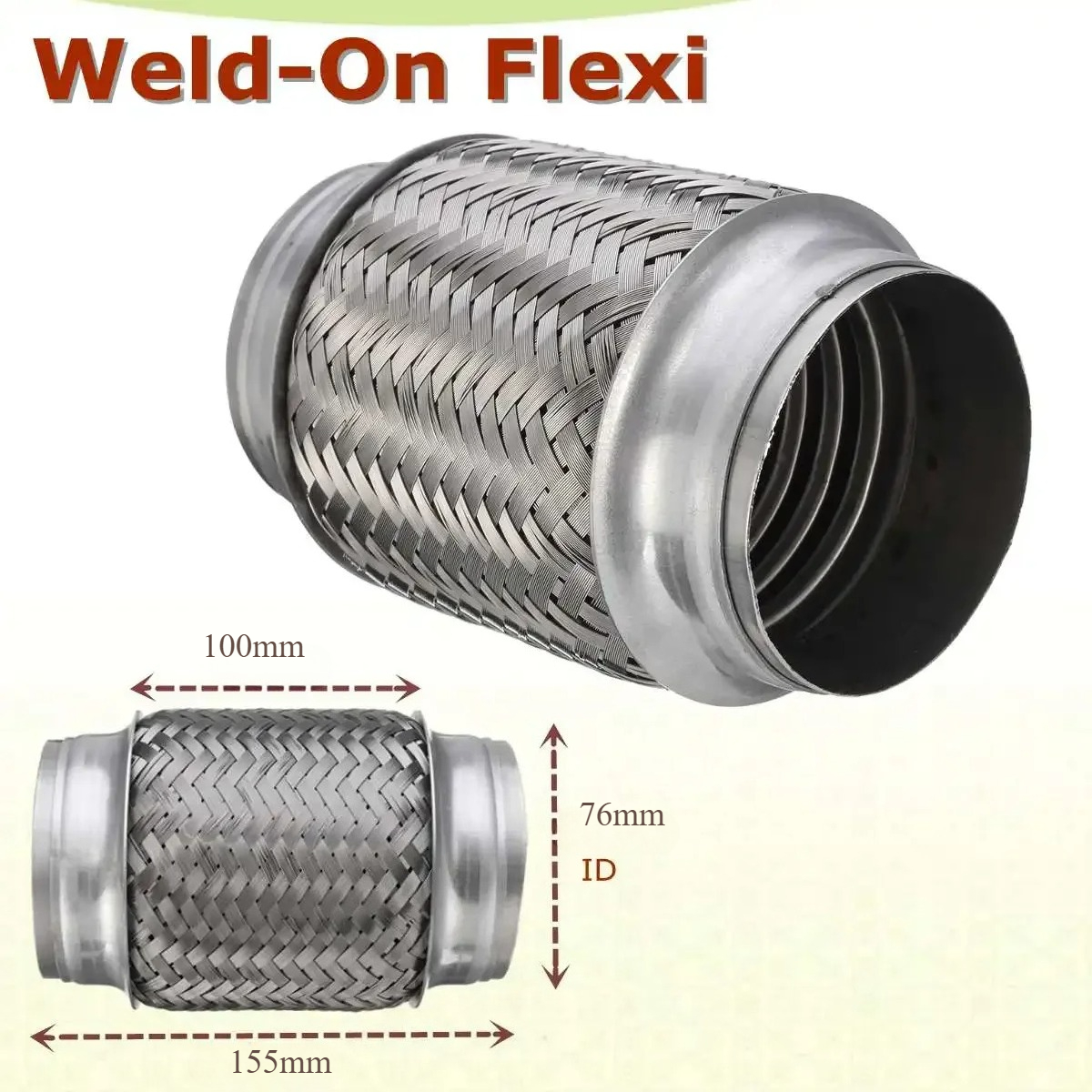 Tubo flexible de escape de acero inoxidable para soldar, 3" x 6" (76mm x 155mm), para reparación