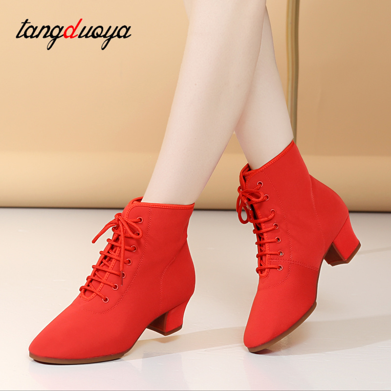 Zapatos de baile latino de alta calidad para mujer, botas de baile de Salsa Jazz, tacones altos de 3,5 cm/5,5 cm, zapatillas de baile de salón para adultos al aire libre